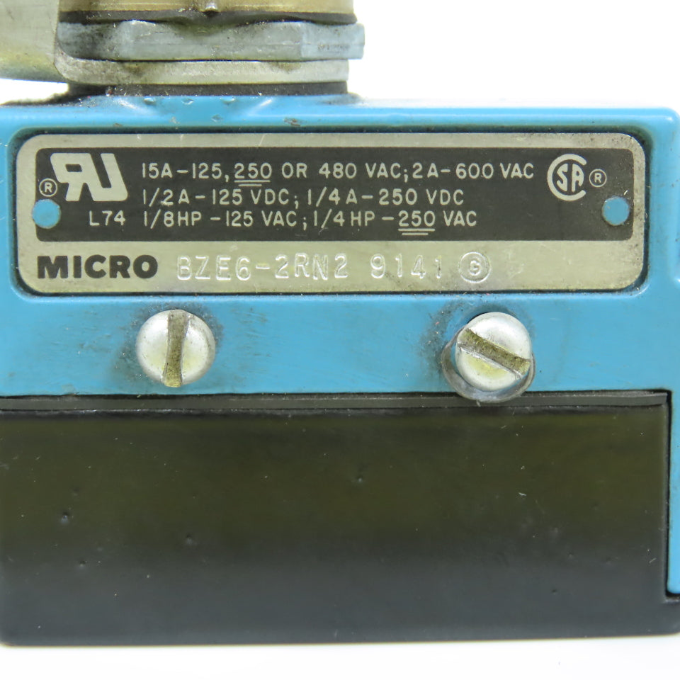 Micro Switch BZE6-2RN2 15A 45° Roller Plunger Limit Switch 125-480VAC