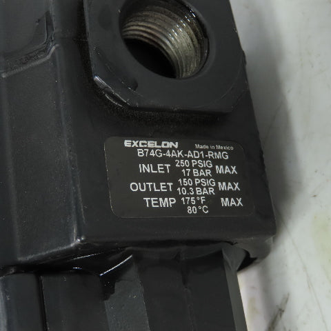 Norgren B74G-4AK-AD1-RMG Pneumatic Filter Regulator 250PSI 1/2" NPT L74M-4AP-QDN