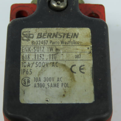 Bernstein 618.1152.110 Plunger Limit Switch 10A 500VAC IP65