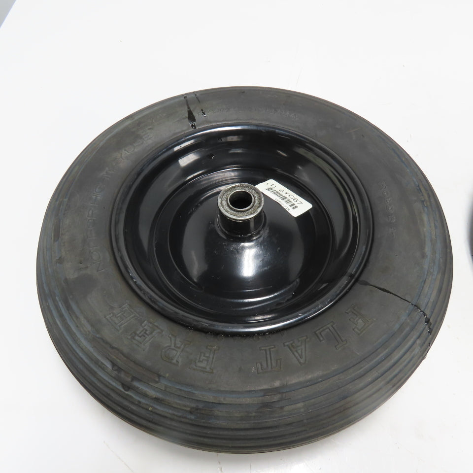 6YC67 16" Wheelbarrow Flat Free Tire OD Lot Of 2 axle size 3/4"