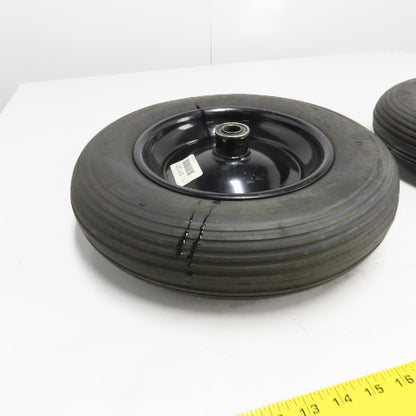 6YC67 16" Wheelbarrow Flat Free Tire OD Lot Of 2 axle size 3/4"