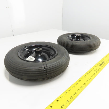 6YC67 16" Wheelbarrow Flat Free Tire OD Lot Of 2 axle size 3/4"