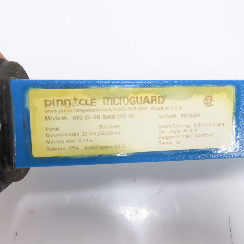 Pinnacle MG-24-8K-SMB-MO-20 Microguard Safety Light Curtain Receiver/Emitter