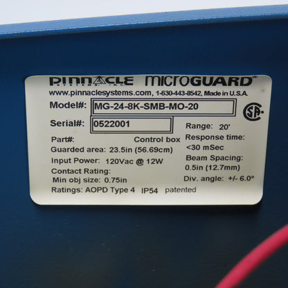 Pinnacle MG-24-8K-SMB-MO-20 Microguard Safety Light Curtain Receiver/Emitter