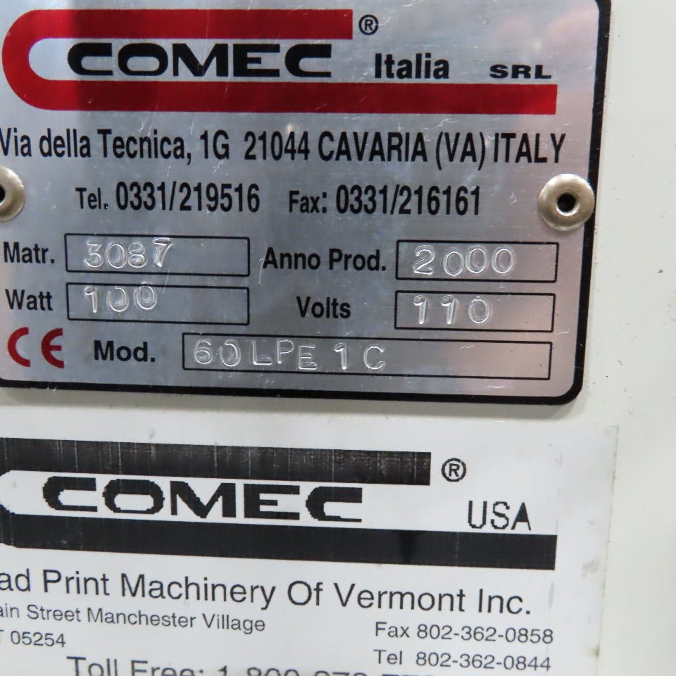 Comec 60LPE1C 110V 1Ph Electropneumatic Pad Printing Machine