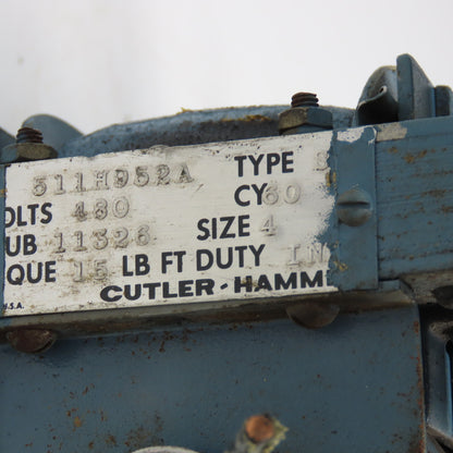 Cutler Hammer 511H952A Size 4 Electric Shoe Brake 480V 15LB FT Torque
