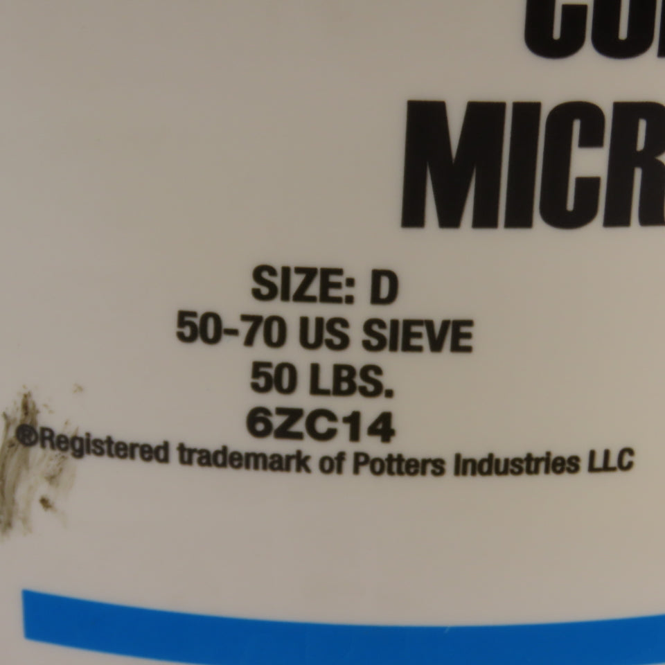 Potters 6ZC14 Ballotini Impact Glass Beads Blast Media 50-70 Mesh 50 Lb. Bucket