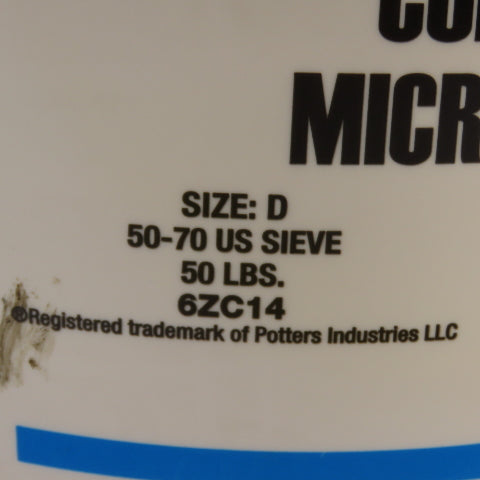 Potters 6ZC14 Ballotini Impact Glass Beads Blast Media 50-70 Mesh 50 Lb. Bucket