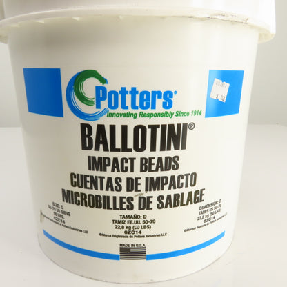 Potters 6ZC14 Ballotini Impact Glass Beads Blast Media 50-70 Mesh 50 Lb. Bucket