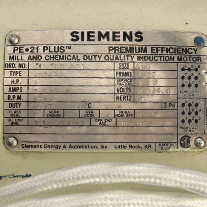 Siemens RGZESD 3HP 7.5" Direct Drive Squirrel Cage Blower Fan 230/460V 3PH 7"x7"