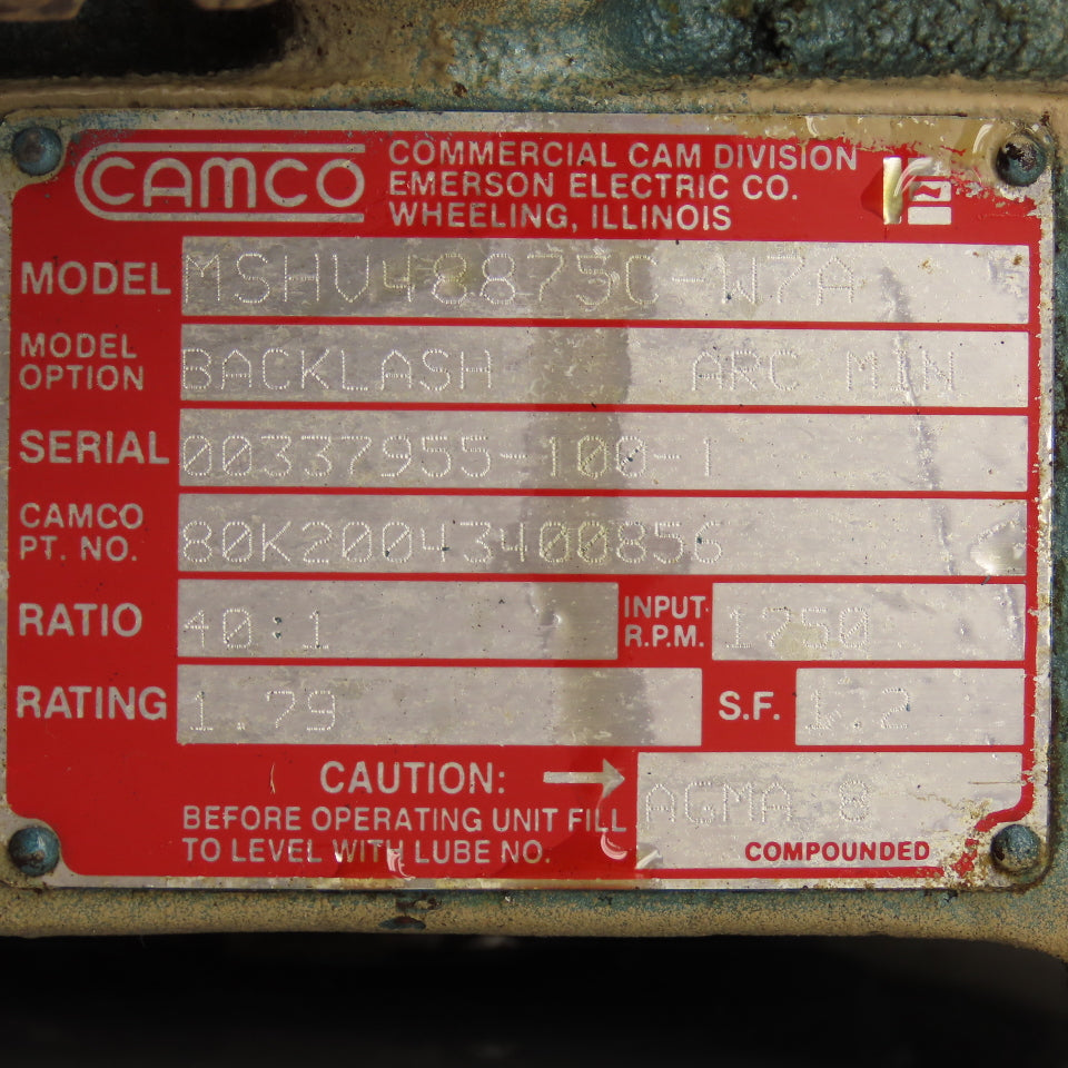 Camco MSHV48875C-W7A 2HP 40:1 Rotary Indexer Gearbox & Motor 230/460V 43.75RPM