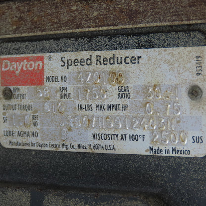 Dayton 4Z010D 30:1 Ratio 1HP Vertical Gear Motor 230/460V 3PH 58RPM W/ Encoder