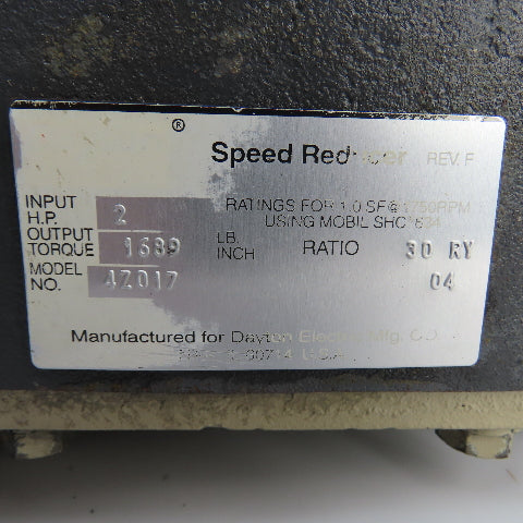 Dayton 4Z017 30:1 Ratio 1HP Vertical Gear Motor 230/460V 58RPM 845H-SJDZ25CMY2