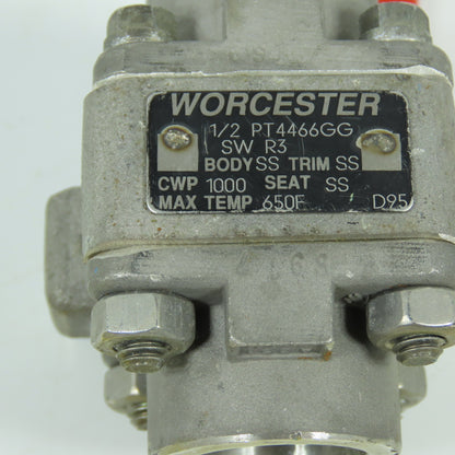 Worchester PT4466GG 1/2" Stainless Steel Socket Ball Valve 1000 CWP 650°F