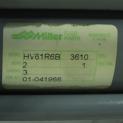 Miller HV61R6B Double Acting Hydraulic Cylinder 2" Bore 3" Stroke 3610PSI