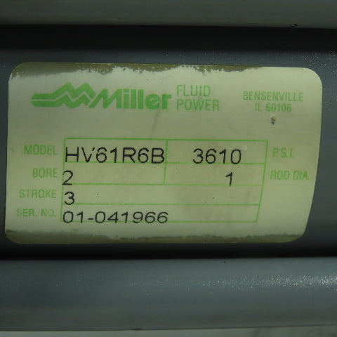 Miller HV61R6B Double Acting Hydraulic Cylinder 2" Bore 3" Stroke 3610PSI