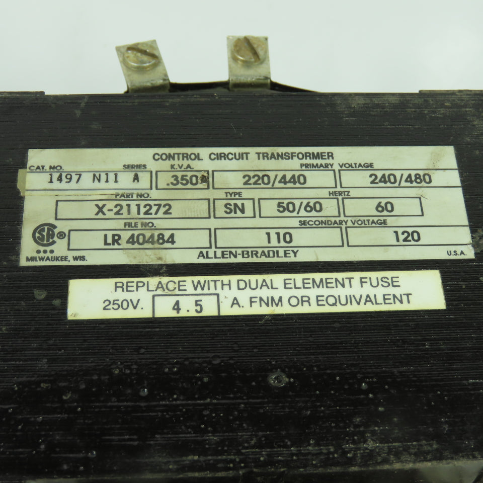 Allen Bradley 1497 N11 Ser A Transformer .350KVA 220/440-240480V Pri 110/120VSec