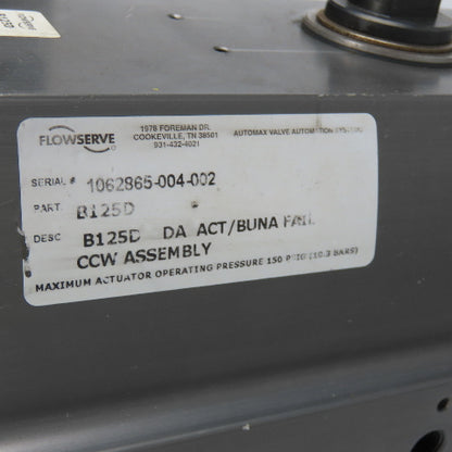 Flowserve B125D AutoMax Pneumatic Valve Actuator 150PSIG Max