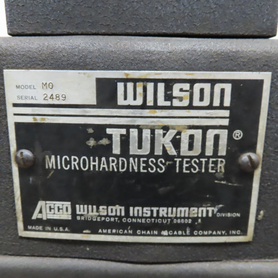 Wilson Tukon Model MO Optical Micro Hardness Tester 115V W/ Extras