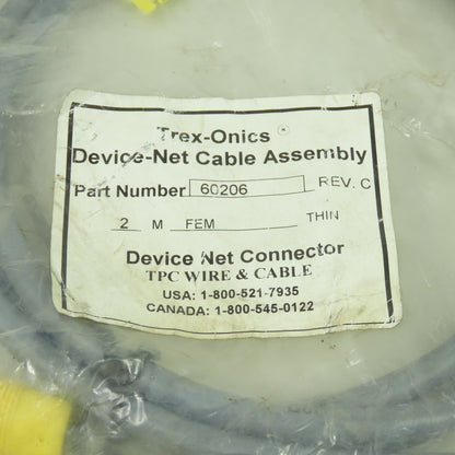 TPC Wire 60206 Trex-Tronics Device-Net Cable Assembly 2M 5-Pin Female