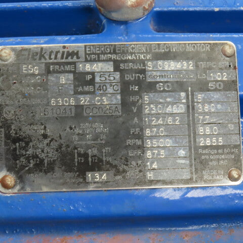 Elektrim Esg 5HP 14-1/2" Direct Drive Cast Aluminum Pressure Blower 230/460V