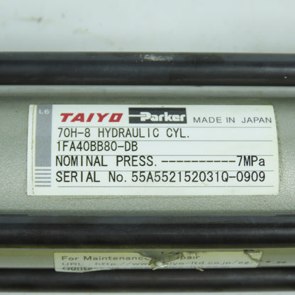 Taiyo Parker 70H-8 1FA40BB80-DB Double Acting Air Cylinder 40mm Bore 80mm Stroke