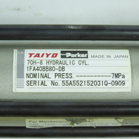 Taiyo Parker 70H-8 1FA40BB80-DB Double Acting Air Cylinder 40mm Bore 80mm Stroke