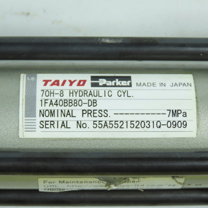 Taiyo Parker 70H-8 1FA40BB80-DB Double Acting Air Cylinder 40mm Bore 80mm Stroke