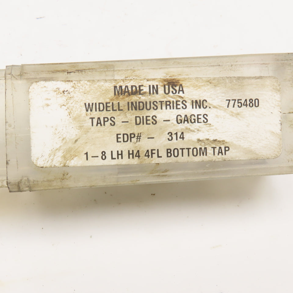 Widell 1"-8 Left Hand 4 Flute Straight Tapered Bottom Tap