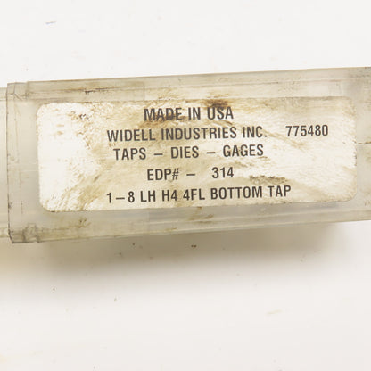 Widell 1"-8 Left Hand 4 Flute Straight Tapered Bottom Tap