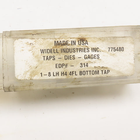 Widell 1"-8 Left Hand 4 Flute Straight Tapered Bottom Tap