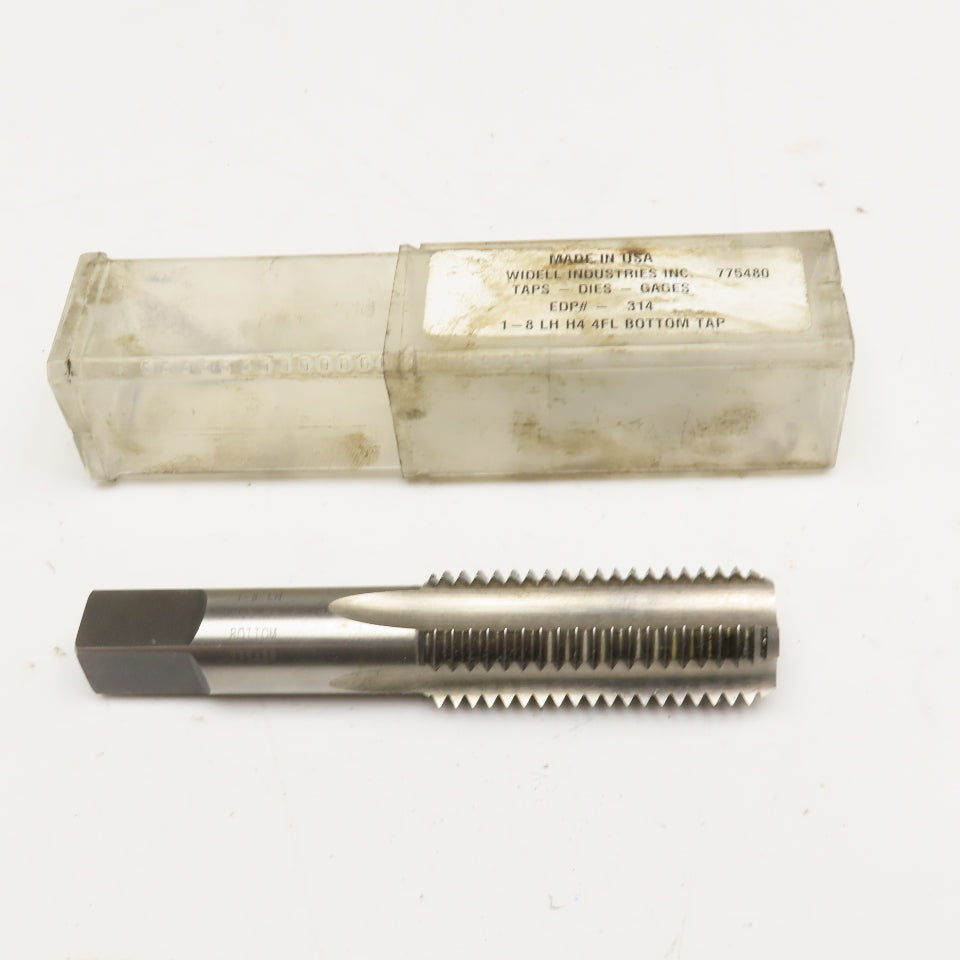 Widell 1"-8 Left Hand 4 Flute Straight Tapered Bottom Tap