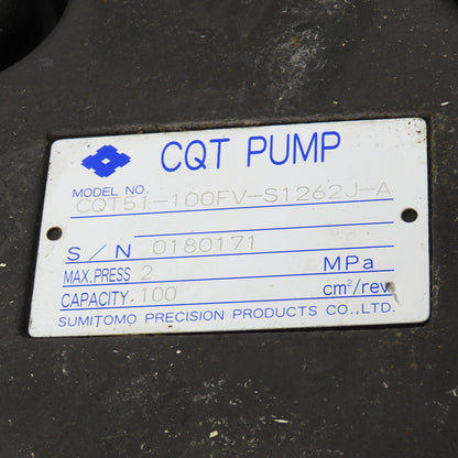 Sumitomo CQT51-100FV-S1262J-A 7.5kW High Pressure Water Based Coolant Pump