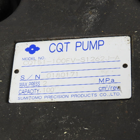 Sumitomo CQT51-100FV-S1262J-A 7.5kW High Pressure Water Based Coolant Pump