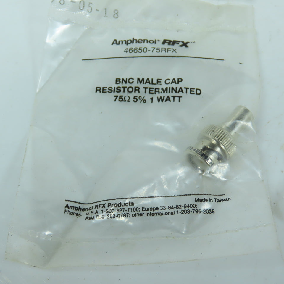 Amphenol RFX 46650-75RFX BNC Male Cap 75Ohm 5% 1 Watt Lot Of 10