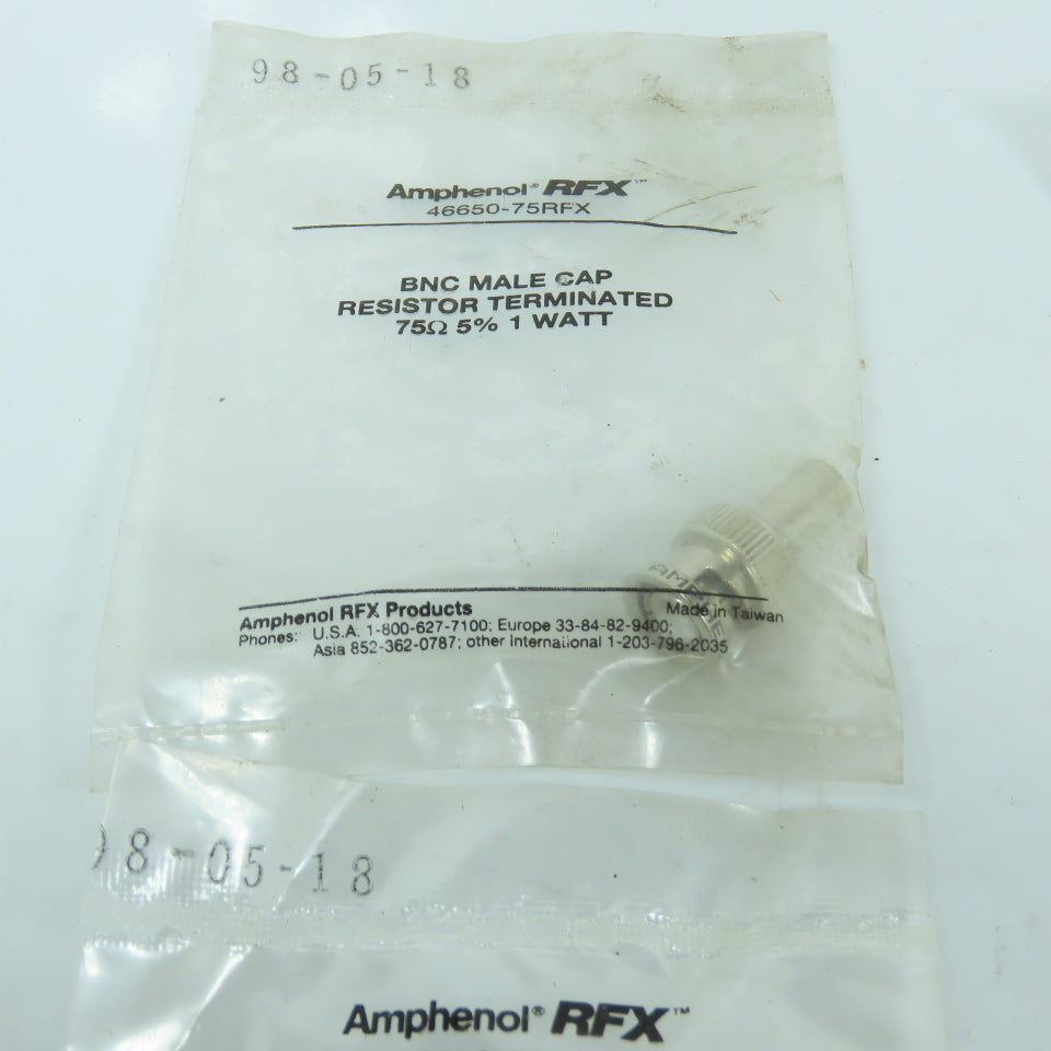 Amphenol RFX 46650-75RFX BNC Male Cap 75Ohm 5% 1 Watt Lot Of 10