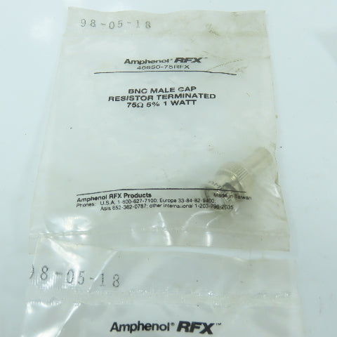 Amphenol RFX 46650-75RFX BNC Male Cap 75Ohm 5% 1 Watt Lot Of 10