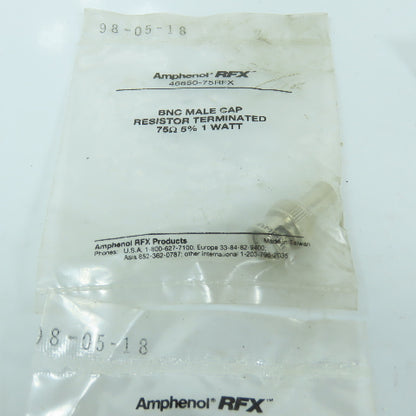 Amphenol RFX 46650-75RFX BNC Male Cap 75Ohm 5% 1 Watt Lot Of 10