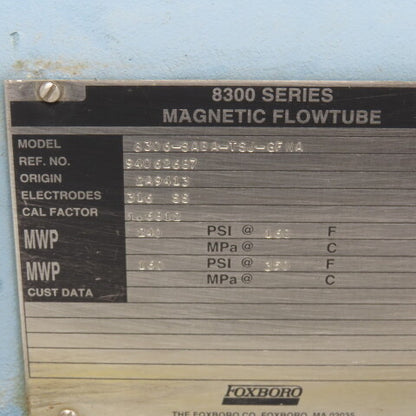 Foxboro 8306-SABA-TSJ-GFNA 8300 Series Magnetic Flowtube 6" Flange 240PSI