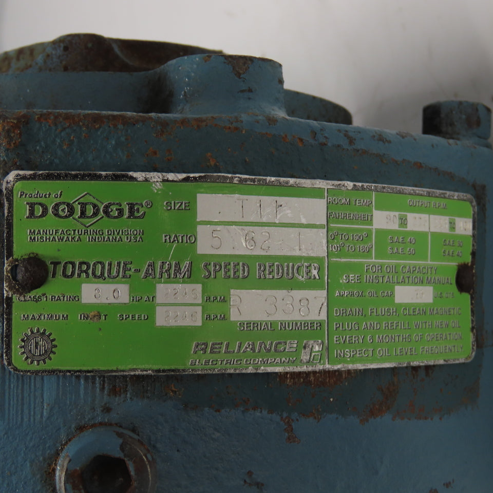 Dodge T11 5.62:1 Ratio Torque-Arm Speed Reducer 8HP at 2246RPM