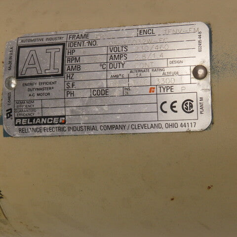 Reliance 4Z017C 30:1 Ratio 58 RPM Right Angle Gear Motor 1Hp 230/460V W/ Encoder