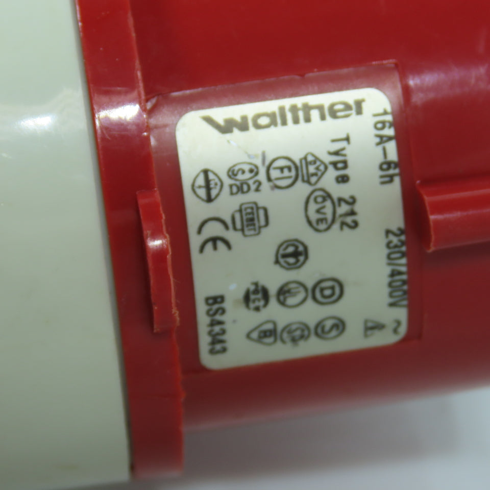 Walther 16A-6h Type 212 Pin & Sleeve Plug 2-Leg Splitter 16A 5 Wire 230/400 VAC