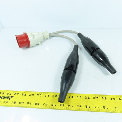 Walther 16A-6h Type 212 Pin & Sleeve Plug 2-Leg Splitter 16A 5 Wire 230/400 VAC