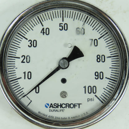 Ashcroft 3.5" 0-100 PSI Stainless 316 Pressure Gauge 3/8"