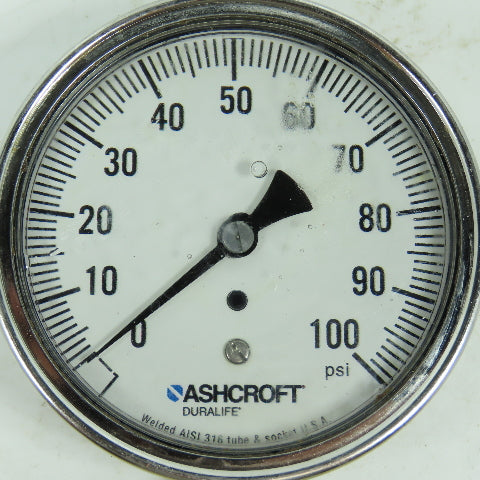 Ashcroft 3.5" 0-100 PSI Stainless 316 Pressure Gauge 3/8"