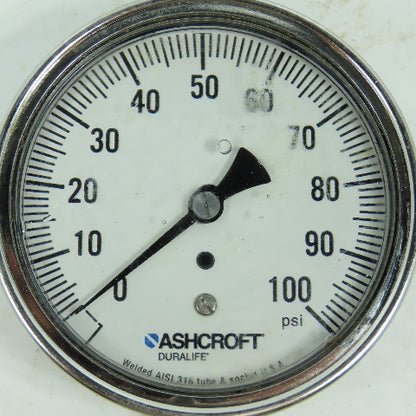 Ashcroft 3.5" 0-100 PSI Stainless 316 Pressure Gauge 3/8"