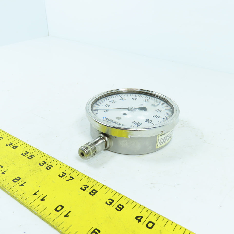 Ashcroft 3.5" 0-100 PSI Stainless 316 Pressure Gauge 3/8"