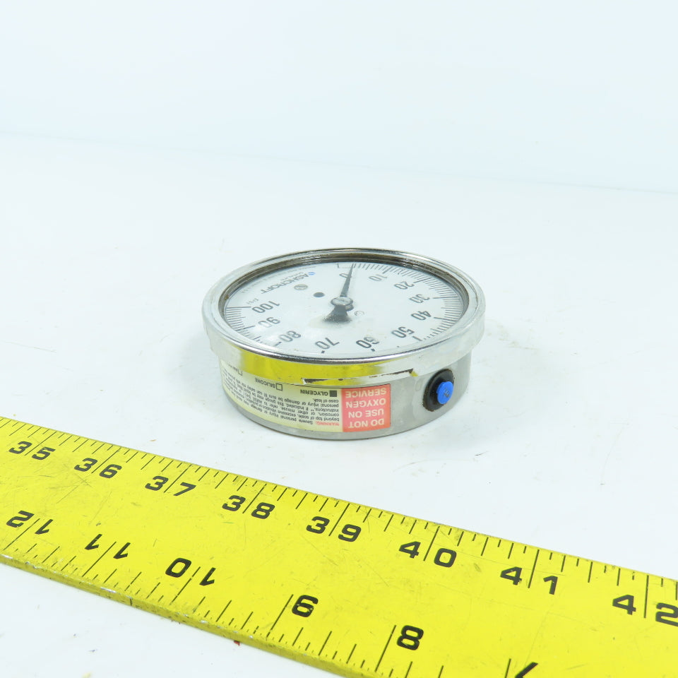 Ashcroft 3.5" 0-100 PSI Stainless 316 Pressure Gauge 3/8"
