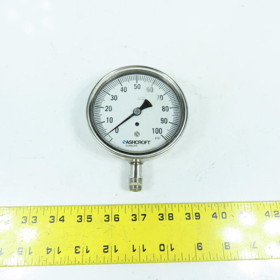 Ashcroft 3.5" 0-100 PSI Stainless 316 Pressure Gauge 3/8"