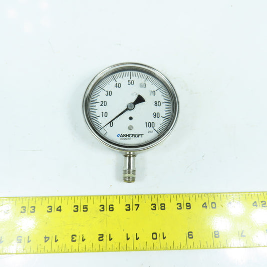 Ashcroft 3.5" 0-100 PSI Stainless 316 Pressure Gauge 3/8"
